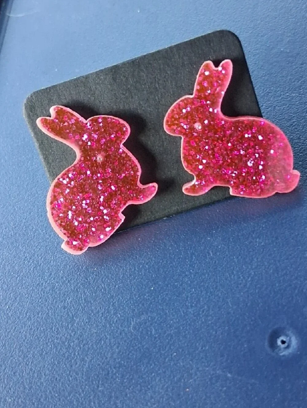 $8 Each Or Bundle 5/$20 Hot Pink Glitter Bunny Stud Earrings